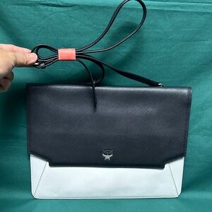 MCM Two-Tone Black and White Messenger Bag
